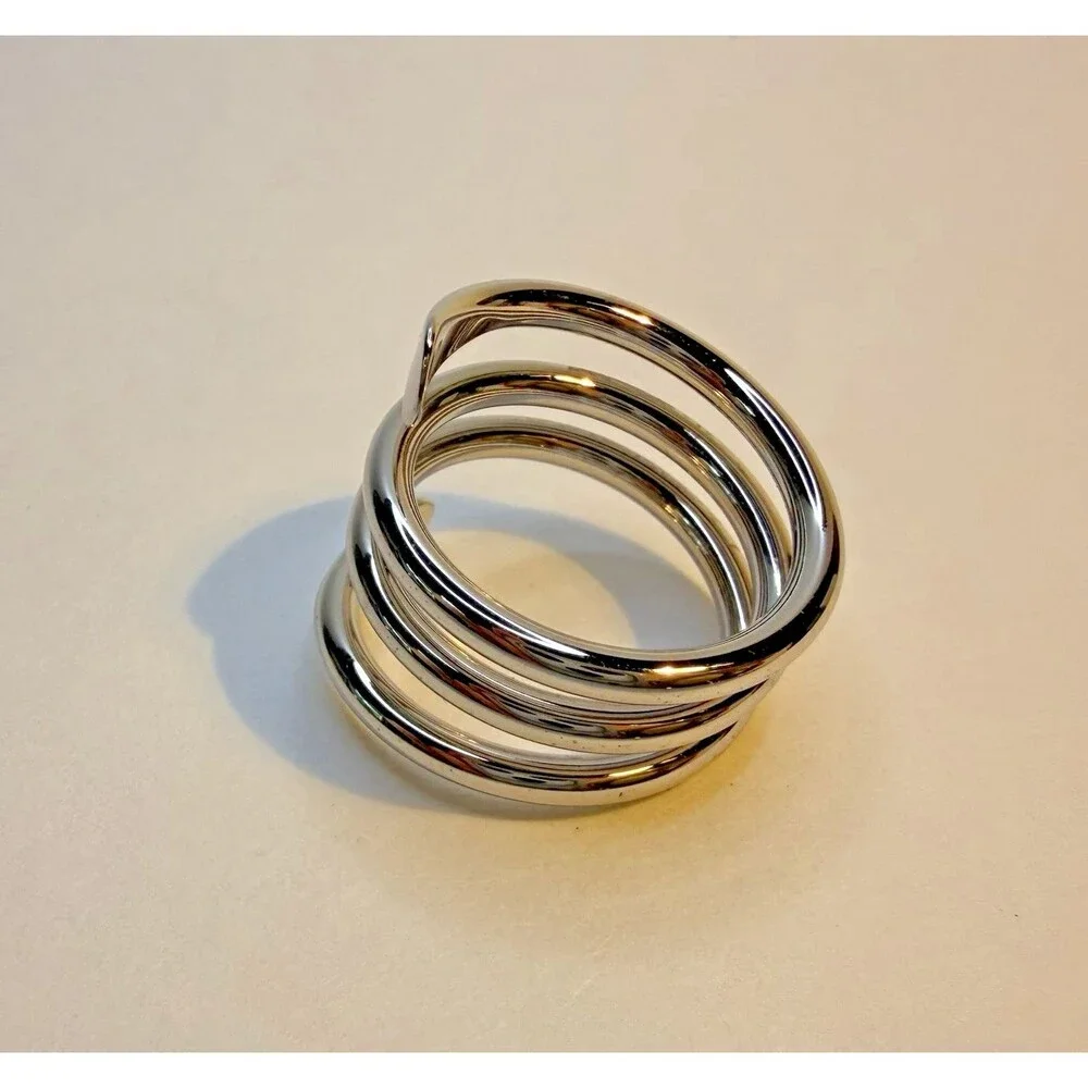NIB Retired Lia Sophia On A Roll Ring 60693 Size 7 Silver Tone Wrap Spiral Ring